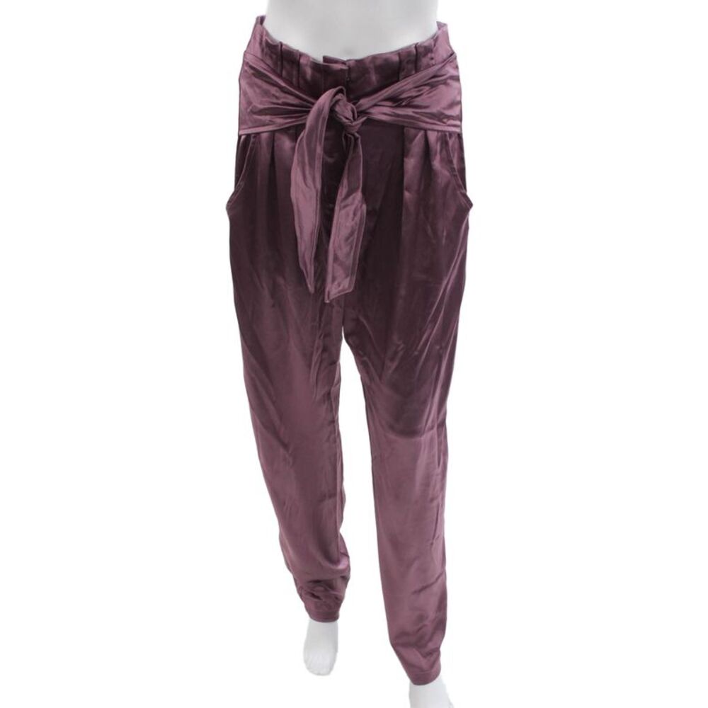 Nonchalant Label Womens Paperbag Waist Pants Purple Polyester Zip Size S